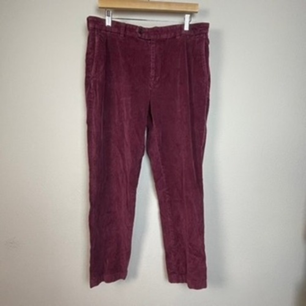 Brooks Brothers Milano Corduroy Pants Burgundy Pleated Mens W35 L32